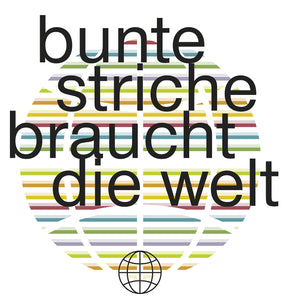 Kurzärmeliges Unisex-T-Shirt mit Slogan „buntestriche braucht die Welt“