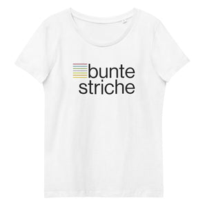 Enganliegendes Öko-T-Shirt für Damen mit buntestriche Logo